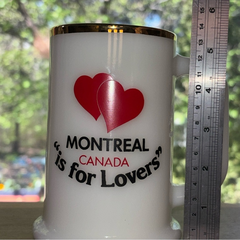Awesome vintage milk glass beer stein: Montreal Canada is for Lovers - Picture 5 of 7